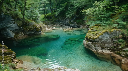 Serene Turquoise Pool in a Lush Forest