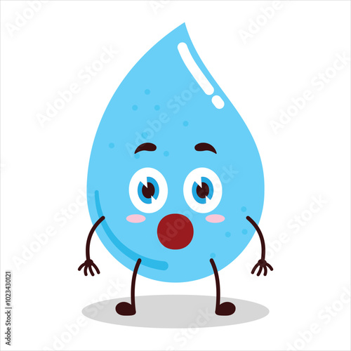 cute shocked expression of water drop cartoon character