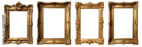 Set of Golden vintage frames with baroque patterns