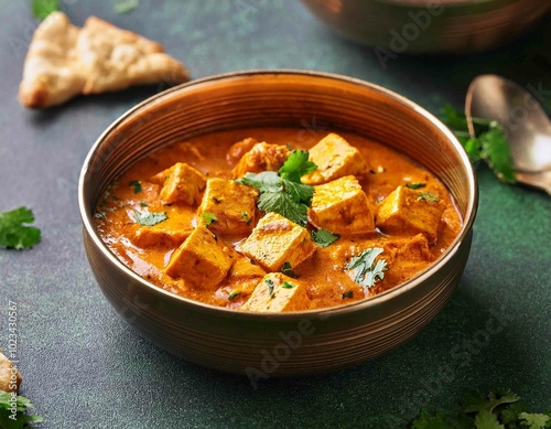 Indian Paneer butter masala curry dish photo