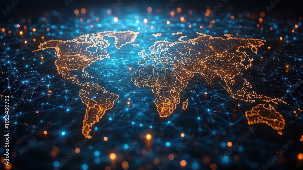 light blue digital world map with illuminated global network connections symbolizing international business and connectivity set against a sleek technological background light blue digital world map with illuminated global network connections symbolizing international business and connectivity set against a sleek technological background