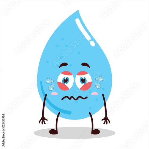 cute upset expression of water drop cartoon character
