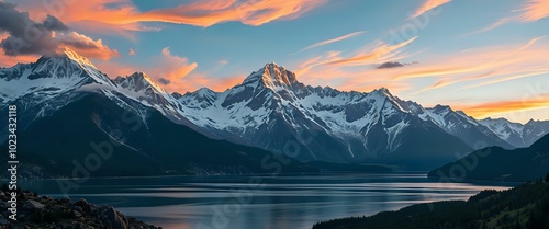 Breathtaking Sunrise over Mountainous Landscape with Lake Reflection - Widescreen (21:9)