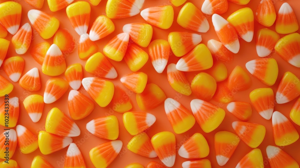 Halloween themed candy corn and pumpkin background Halloween themed candy corn and pumpkin background