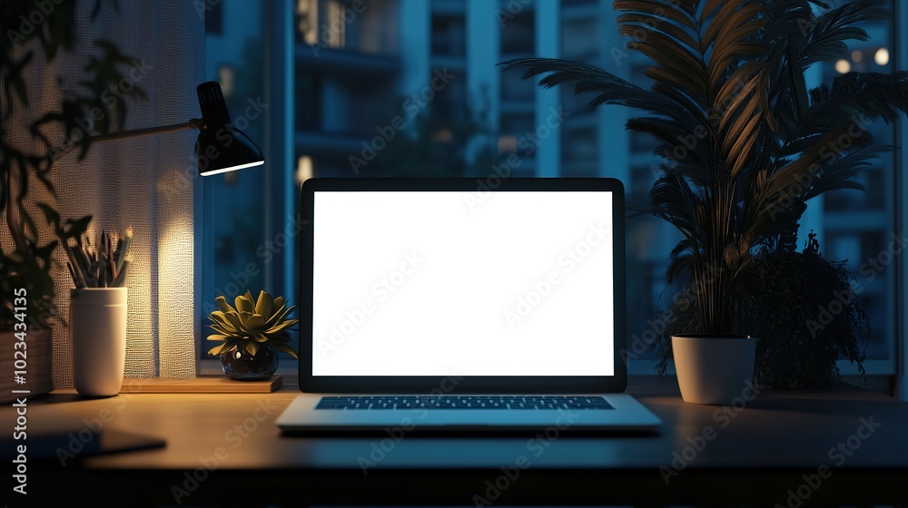 Over shoulder view of white blank empty mockup laptop screen for advertising. Indian adult male student having virtual meeting, training online call, educational webinar, chatting or working at home Over shoulder view of white blank empty mockup laptop screen for advertising. Indian adult male student having virtual meeting, training online call, educational webinar, chatting or working at home
