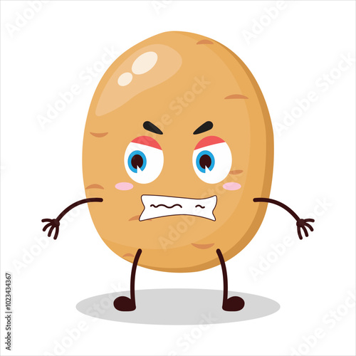 cute angry expression of potato cartoon character