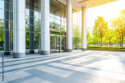 entrance mall with tall pillars
