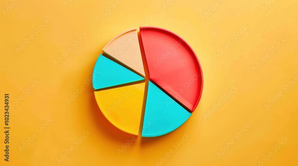 Fototapeta premium Colorful Pie Chart on Bright Yellow Background
