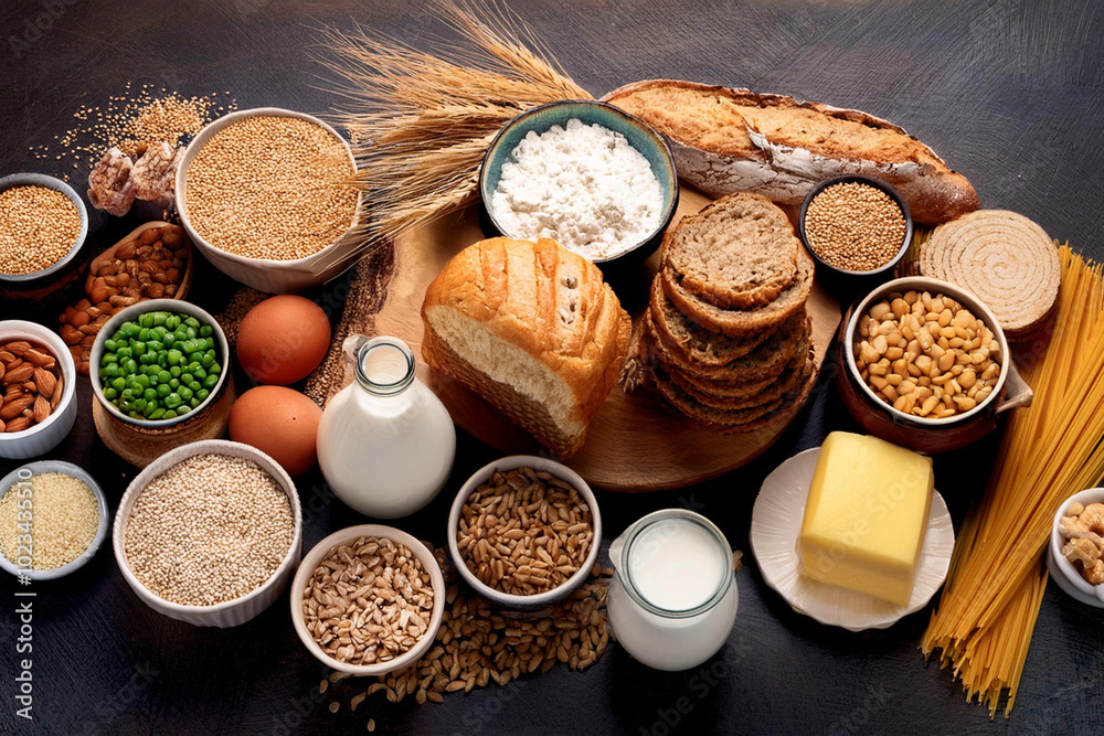 alimentos prohibidos que contienen tacc gluten, concepto de buena alimentacion, celiaco celiaquia prevencion