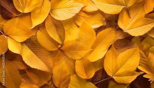 A vibrant collection of fallen yellow leaves covering the ground in an autumn setting, evoking the seasons beauty. Generative AI
