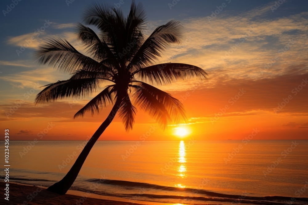 Beach tree silhouette landscape. Beach tree silhouette landscape.