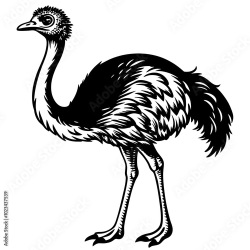 ostrich cartoon isolated on white
