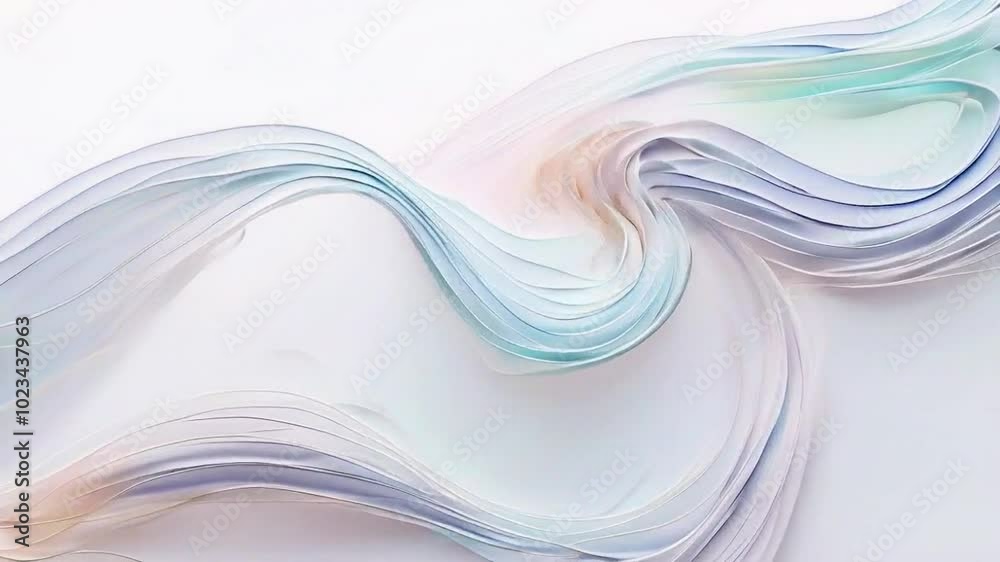 Abstract waves of soft pastel colors create a smooth, flowing design.