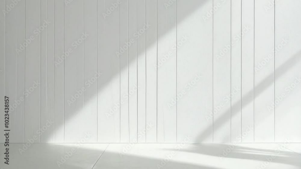 A minimalist white interior with light and shadow creating an elegant, serene atmosphere. A minimalist white interior with light and shadow creating an elegant, serene atmosphere.