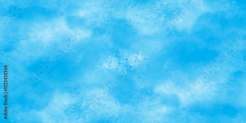 Vector blue watercolor art background with white clouds and blue sky. Light sky blue shades watercolor background. Sky Nature Landscape Background. sky background with white fluffy clouds. panorama.