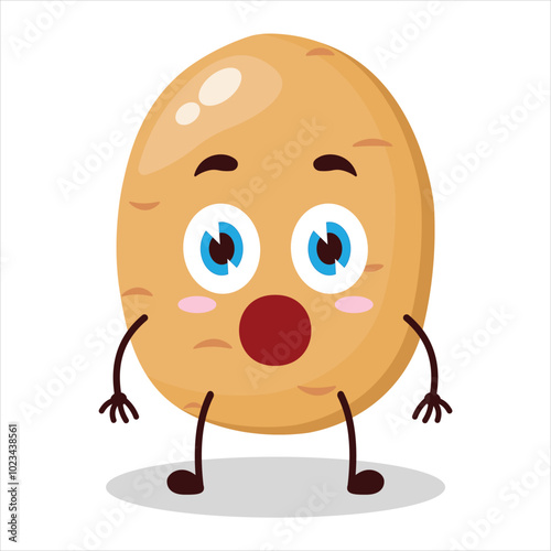 cute shocked expression of potato cartoon character