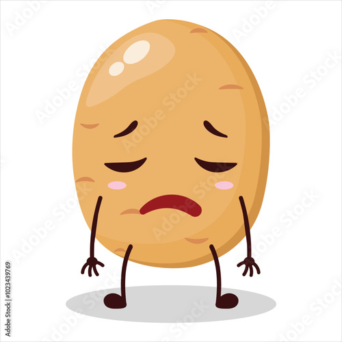 cute tired expression of potato cartoon character