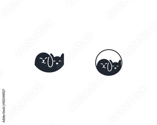 Dog and cat logo design template vector, line of pet logo design suitable for pet shop, store, cafe, business, hotel, veterinary clinic, Domestic animals vector illustration logotype, sign, symbol.