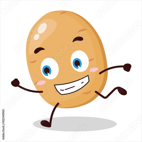 cute rush running expression of potato cartoon character