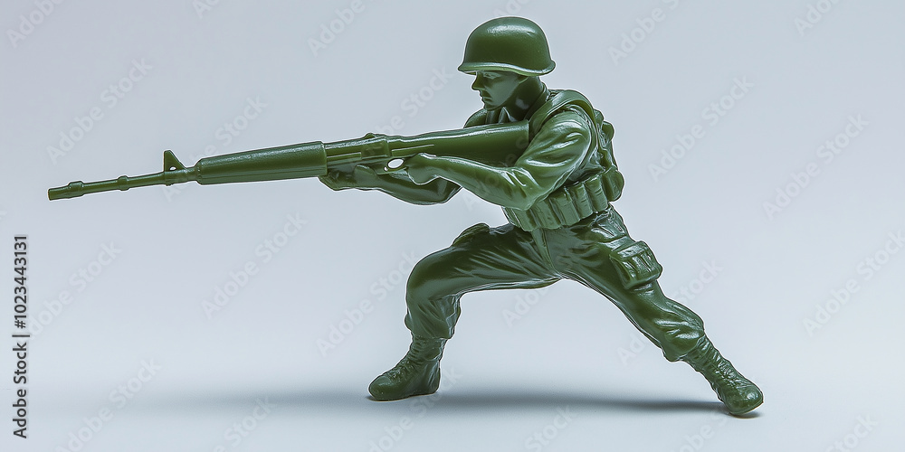 Toy soldier aiming with rifle on white background Toy soldier aiming with rifle on white background