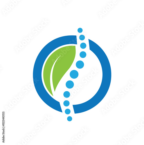 green spine leaf circle logo vector symbol icon design  