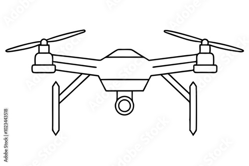 Drone line art vector, drone camera icon outline drawing vector illustration	