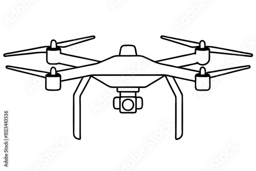 Drone line art vector, drone camera icon outline drawing vector illustration	