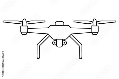 Drone line art vector, drone camera icon outline drawing vector illustration	