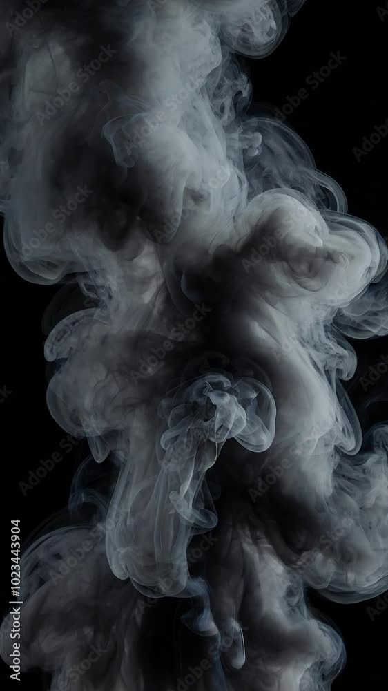  A captivating swirl of smoke rising in an artistic display against a dark background, evoking mystery and fluidity in a mesmerizing abstract form.