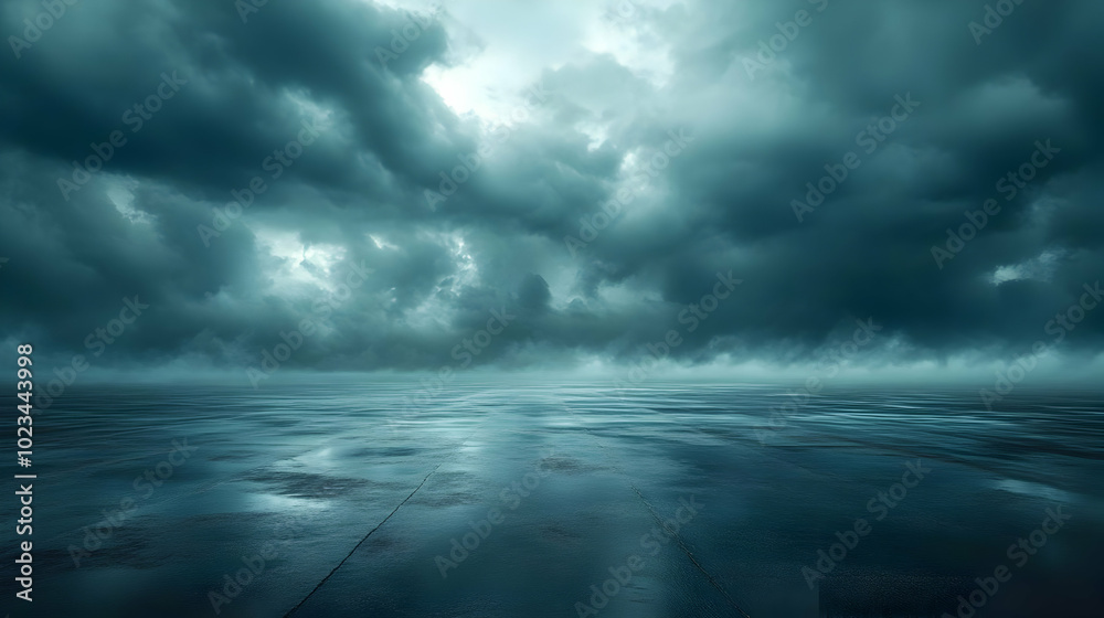 Dark Storm Clouds Above Water Background Dark Storm Clouds Above Water Background