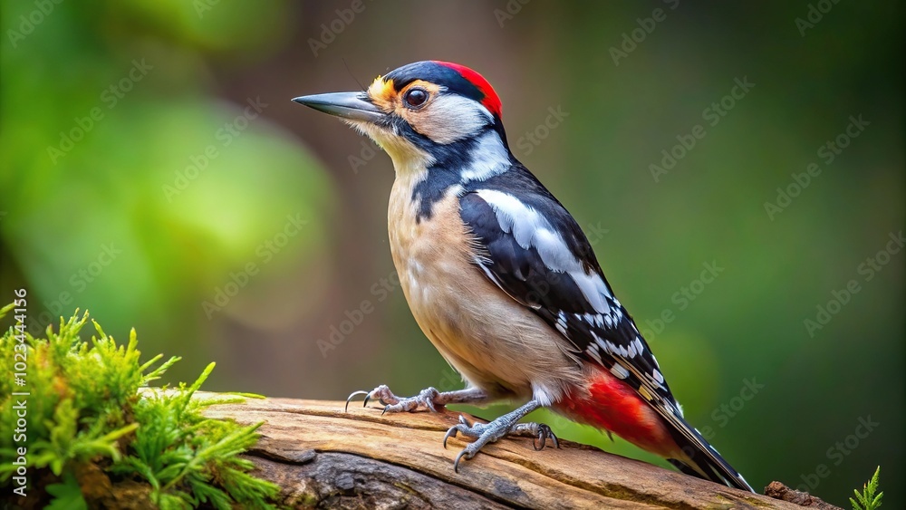 Heart Spotted woodpecker in natural habitat Heart Spotted woodpecker in natural habitat