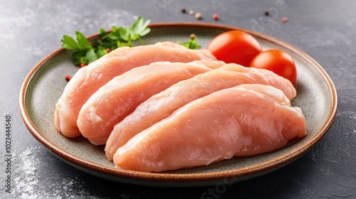 Raw Chicken Breast Fillet on Plate