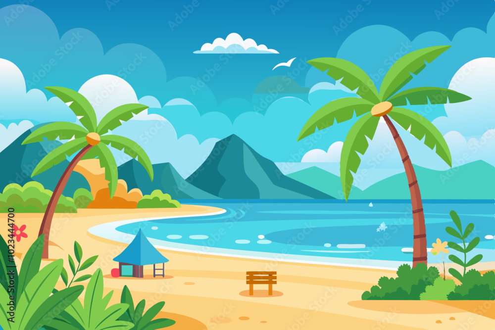 Beach landscape illustration
