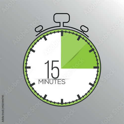 15 minutes vector illustration with olive green background countdown timer