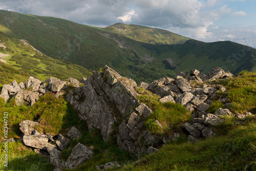 Chornohora is the highest massif of the Carpathians in Ukraine. Carpathian mountain landscape, mountain content for wallpapers and pictures. The beauty of mountains, nature and the Earth. photo