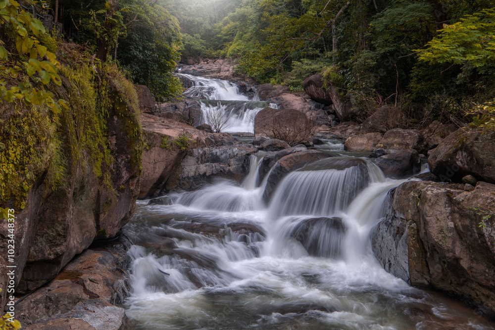 Naklejka premium Beautiful Nang Rong Waterfall in Khao Yai national park, Nakhon Nayok, Thailand.