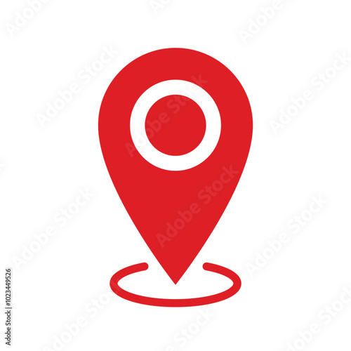 Red map pointer with dot in the middle. map pin location sign icon vector illustration. location map symbol, vector icon. gps pointer mark. flat design style