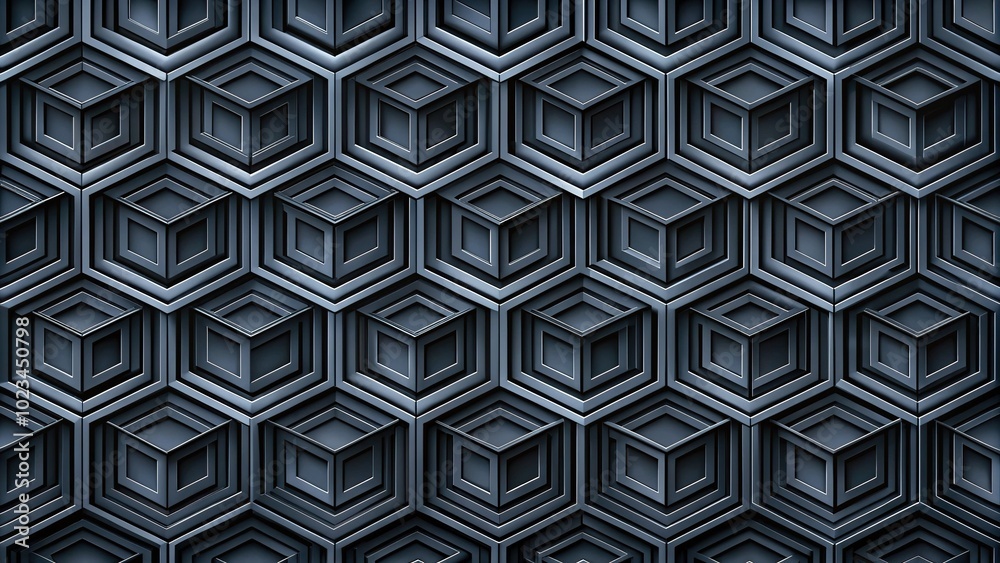 High angle abstract black and dark gray nano diagrams forming geometric patterns seamless repeatable background High angle abstract black and dark gray nano diagrams forming geometric patterns seamless repeatable background