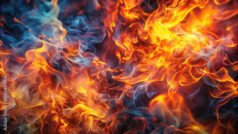 High angle abstract fire background with interlaced smoke glitch and distortion effect High angle abstract fire background with interlaced smoke glitch and distortion effect