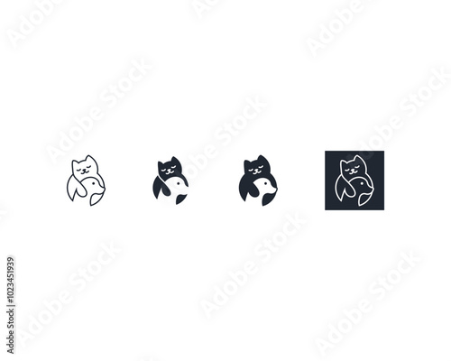 Dog and cat logo design template vector, line of pet logo design suitable for pet shop, store, caffe, business, hotel, veterinary clinic, Domestic animals vector illustration logotype, sign and symbol