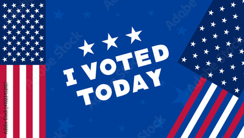I Voted Today Patriotic Banner with American Flag and Stars Design