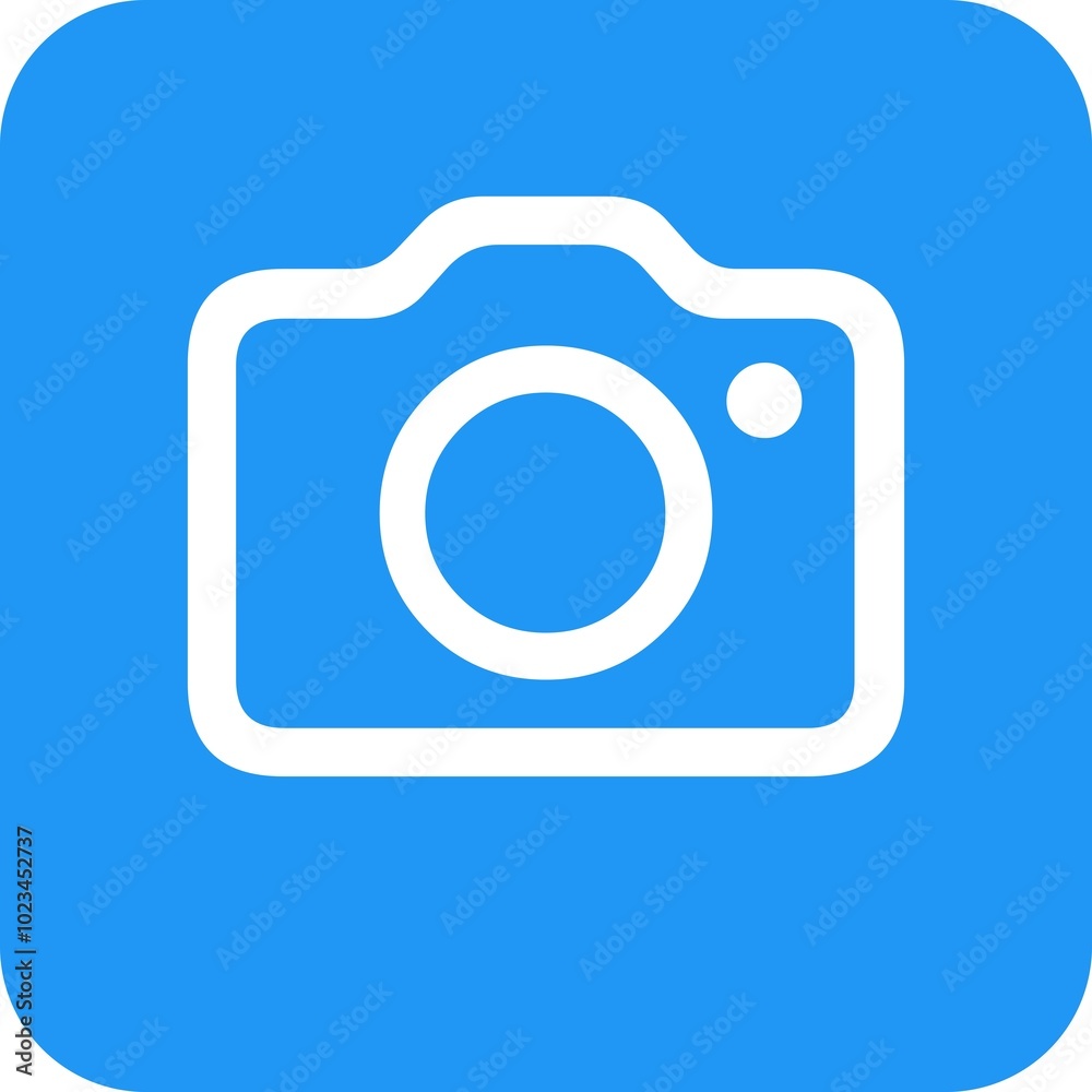 photo camera icon on blue background. photo camera icon on blue background.