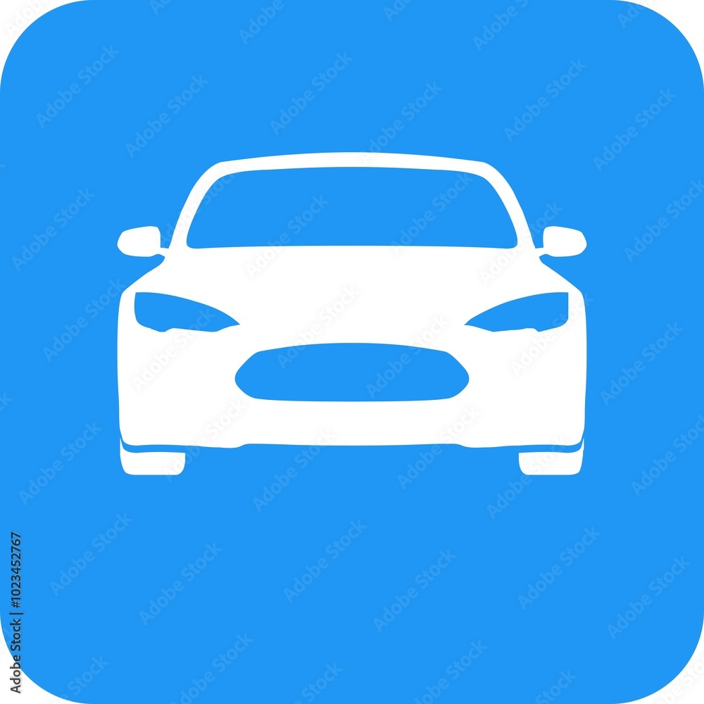 car icon in white color on blue background. car icon in white color on blue background.
