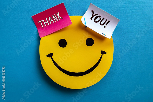  thank you sticky notes over a plain background happy smile, editorial resources, original ideas on paper craft