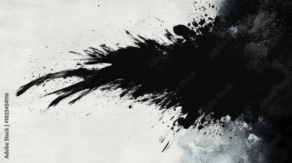 Abstract black ink splash on a textured light background, creating a dramatic visual effect. Abstract black ink splash on a textured light background, creating a dramatic visual effect.