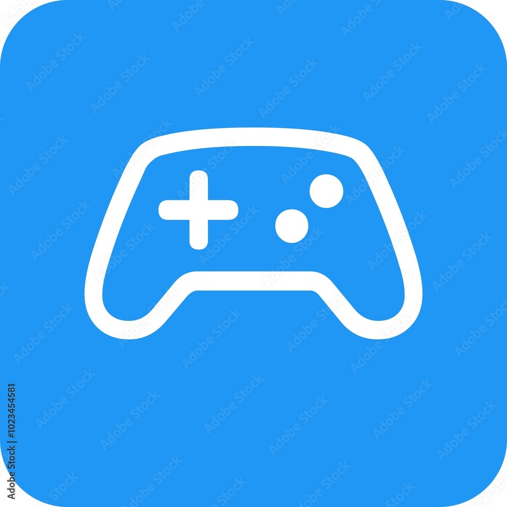 Icon designed for symbol represents the game controller device on blue background. Icon designed for symbol represents the game controller device on blue background.