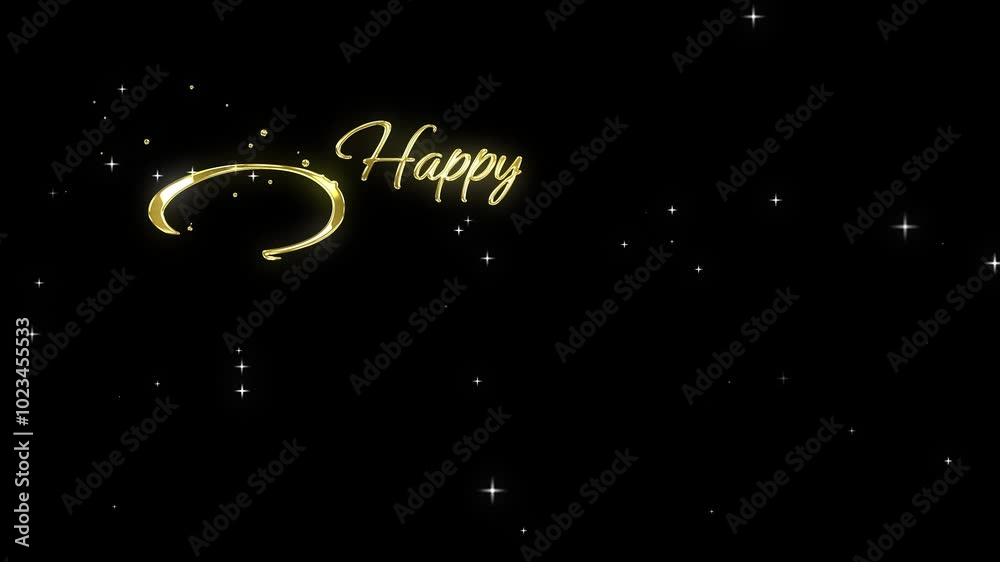 happy birthday my wife text gold animated background happy birthday my wife gold text 4k looping