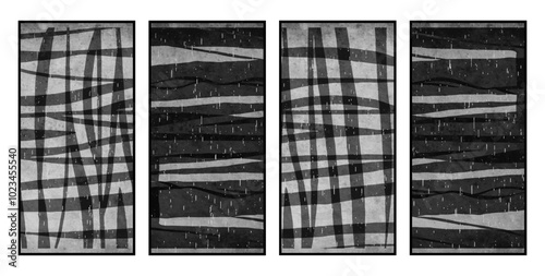 Set of 4 Abstract illustration in vintage style. For use in graphics, for wall decor.