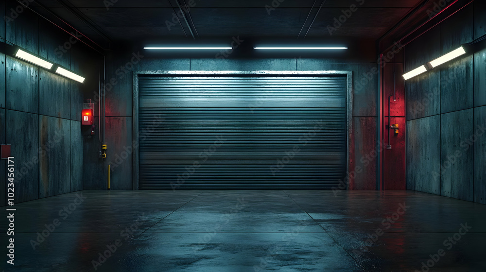 Industrial Garage Door 3D Rendering Industrial Garage Door 3D Rendering