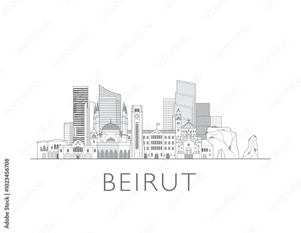 Obraz premium Beirut skyline cityscape vector illustration